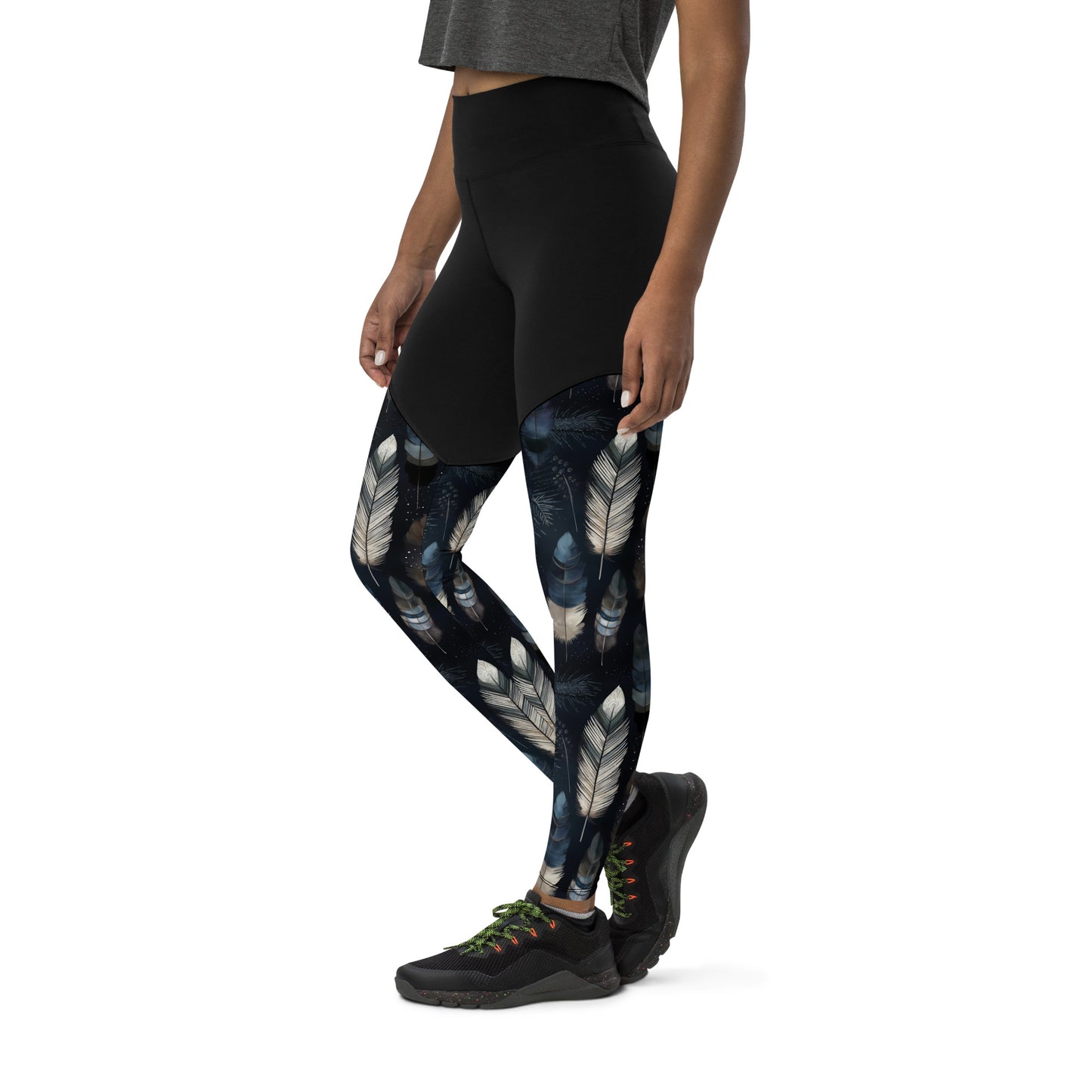 Night Feathers Sports Leggings