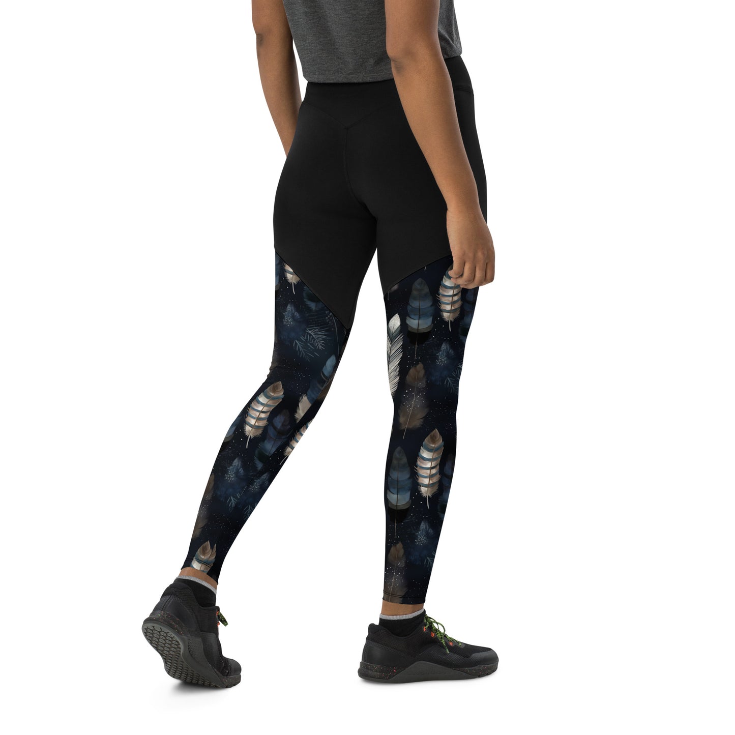 Night Feathers Sports Leggings