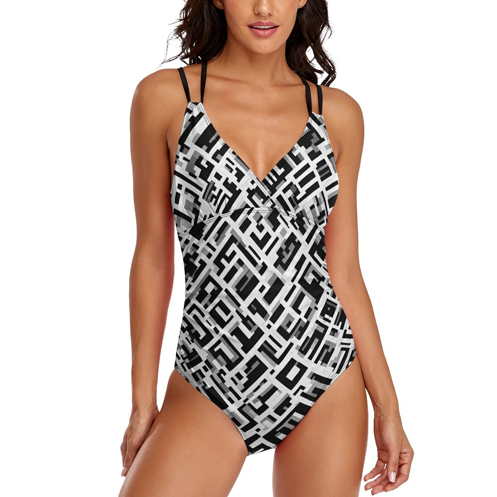 Geometric B&W One piece Swimsuit