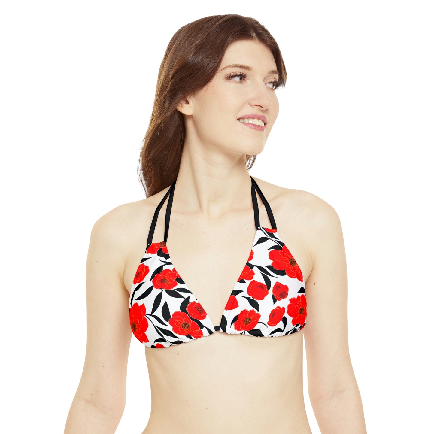 Poppy Flowers Premium Strappy Bikini Set