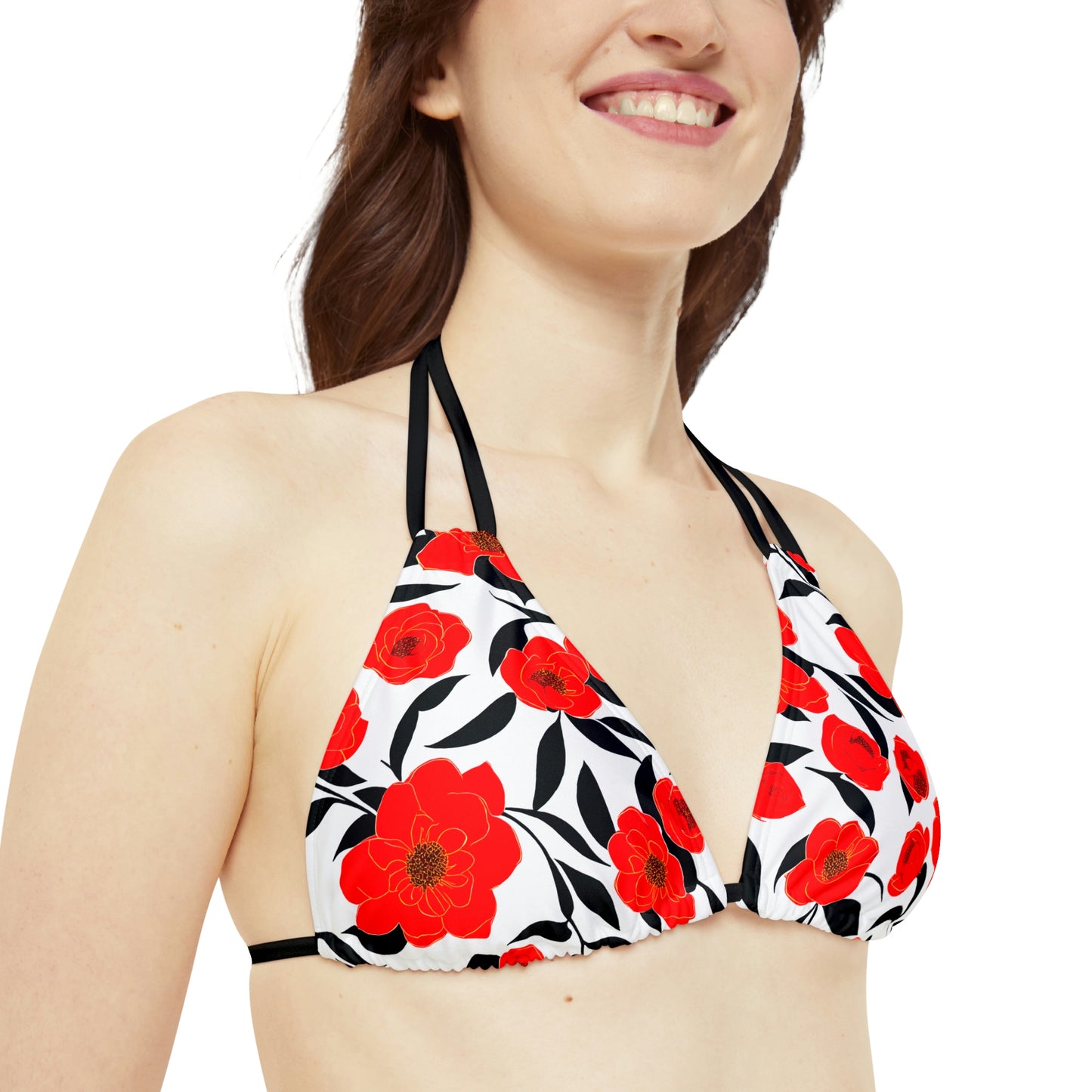 Poppy Flowers Premium Strappy Bikini Set