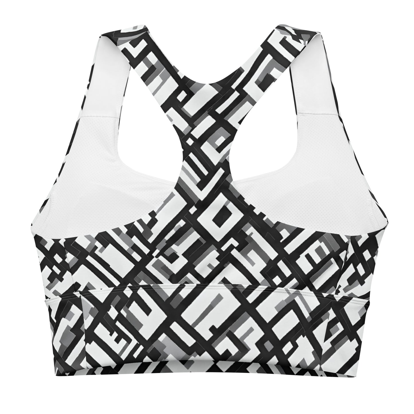 Geometric B&W Longline sports bra