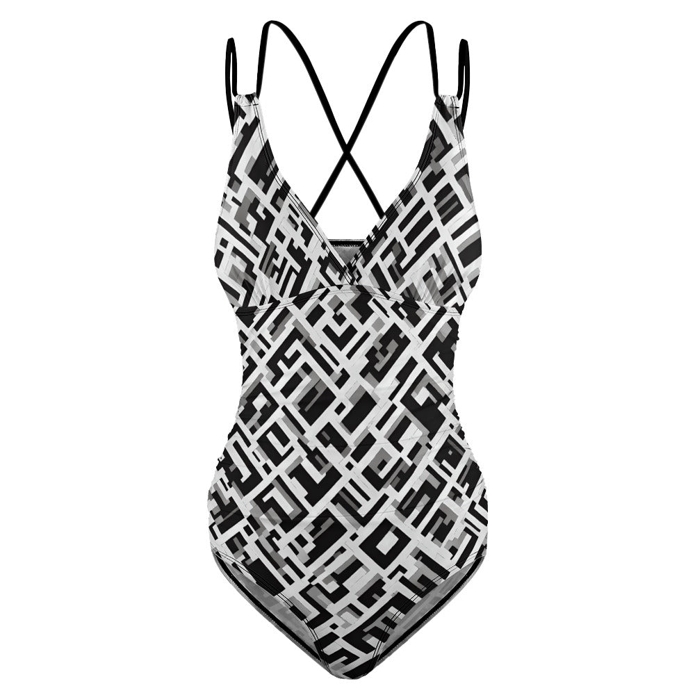 Geometric B&W One piece Swimsuit
