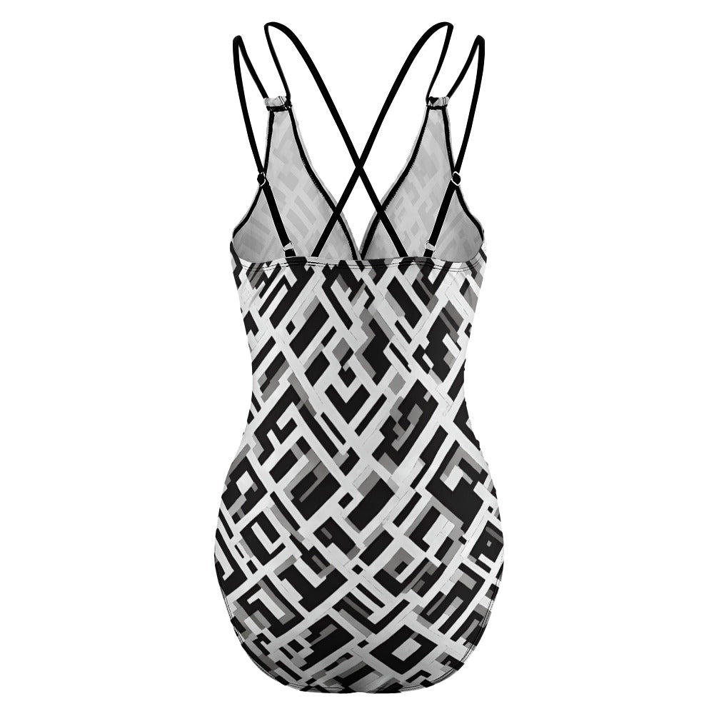 Geometric B&W One piece Swimsuit