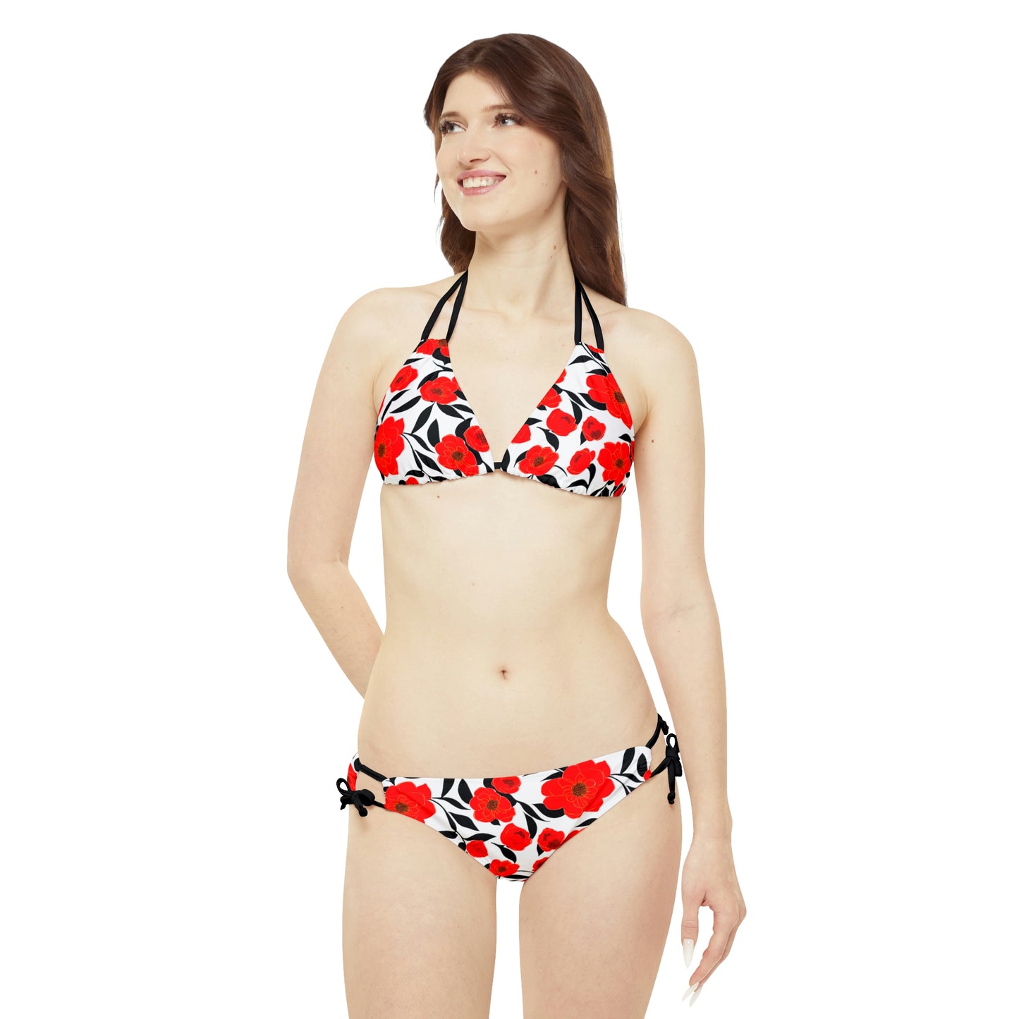 Poppy Flowers Premium Strappy Bikini Set