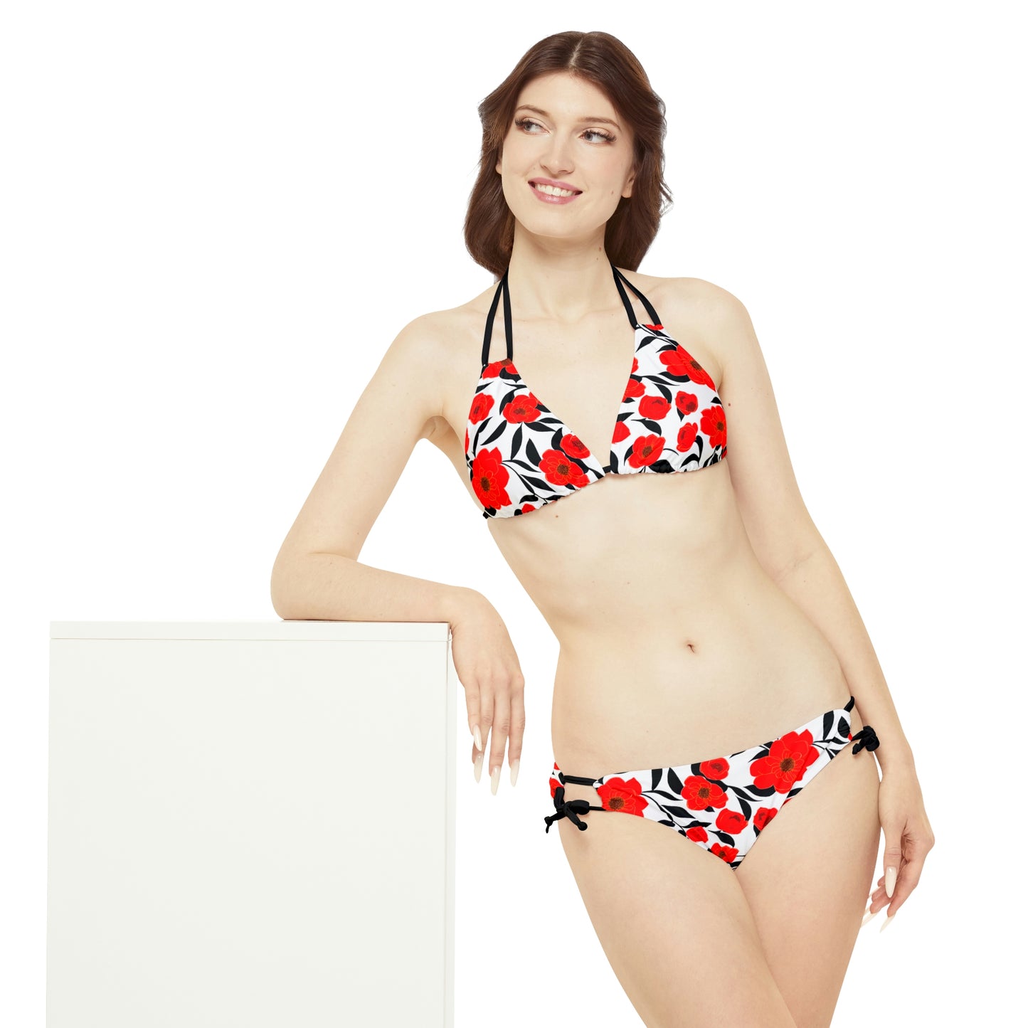 Poppy Flowers Premium Strappy Bikini Set