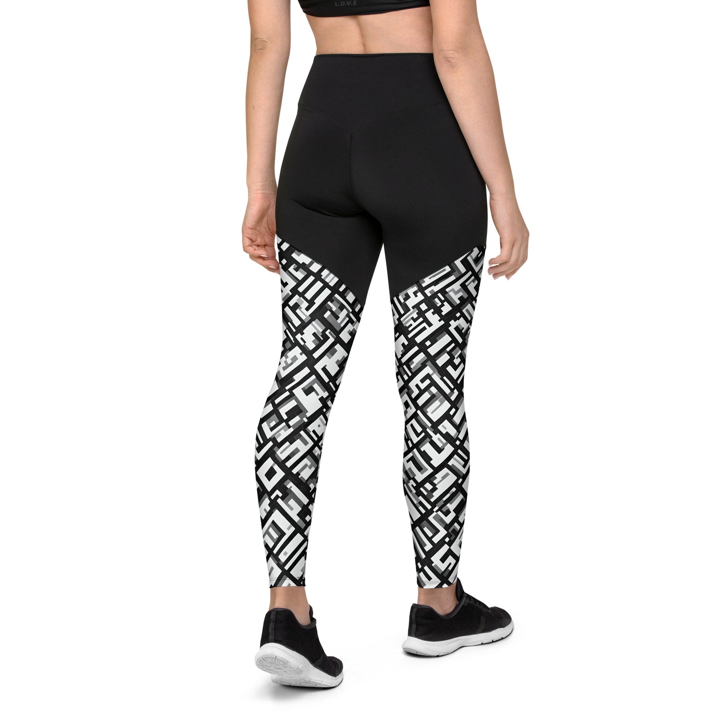 Geometric B&W Sports Leggings