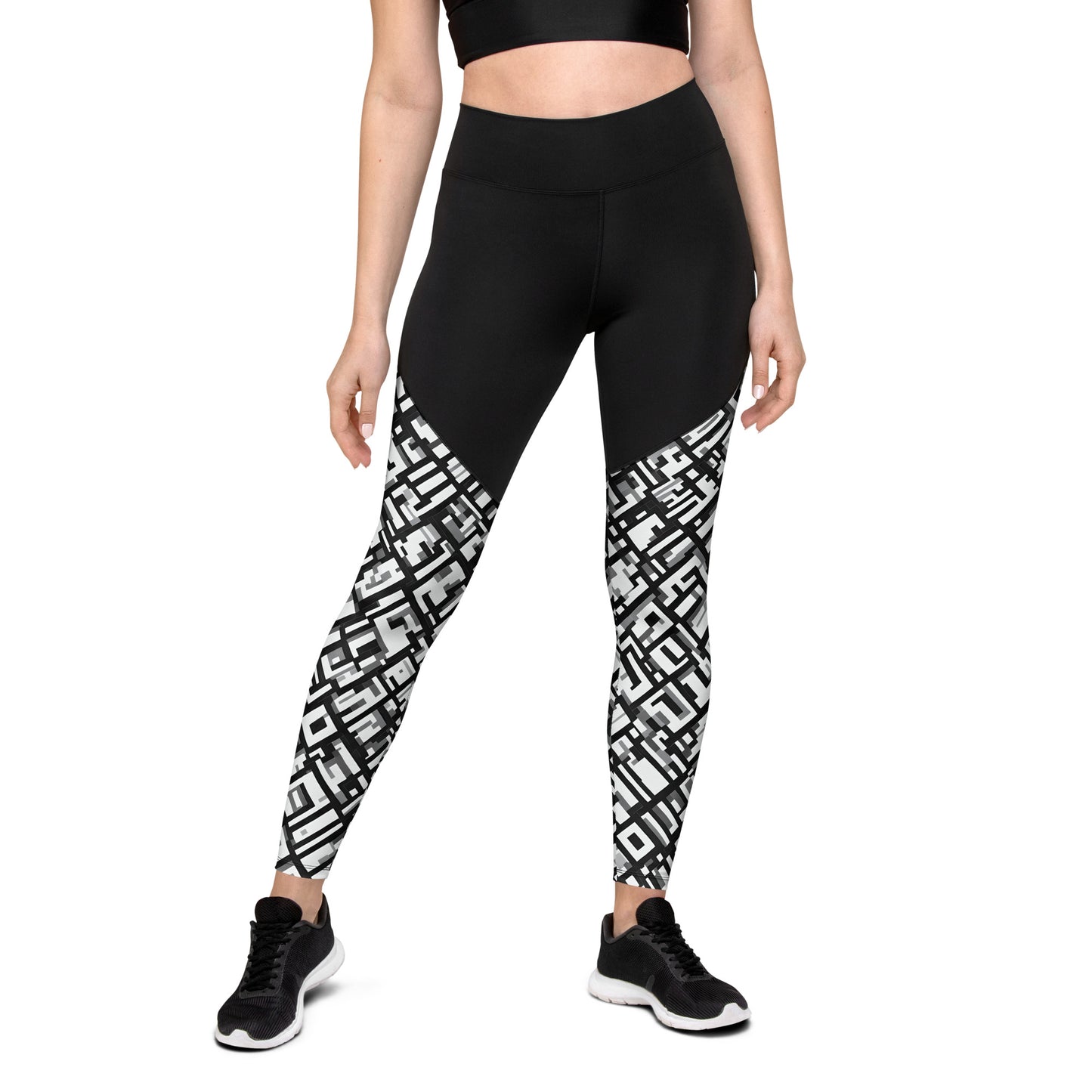 Geometric B&W Sports Leggings