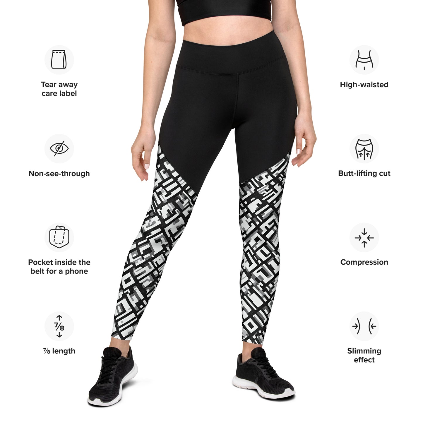 Geometric B&W Sports Leggings