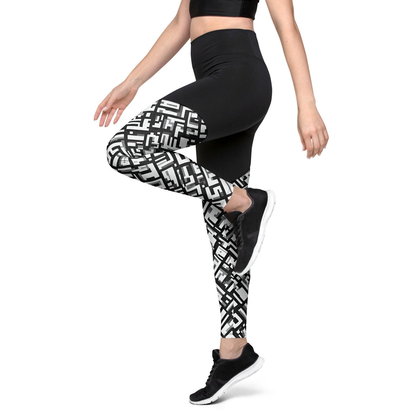 Geometric B&W Sports Leggings