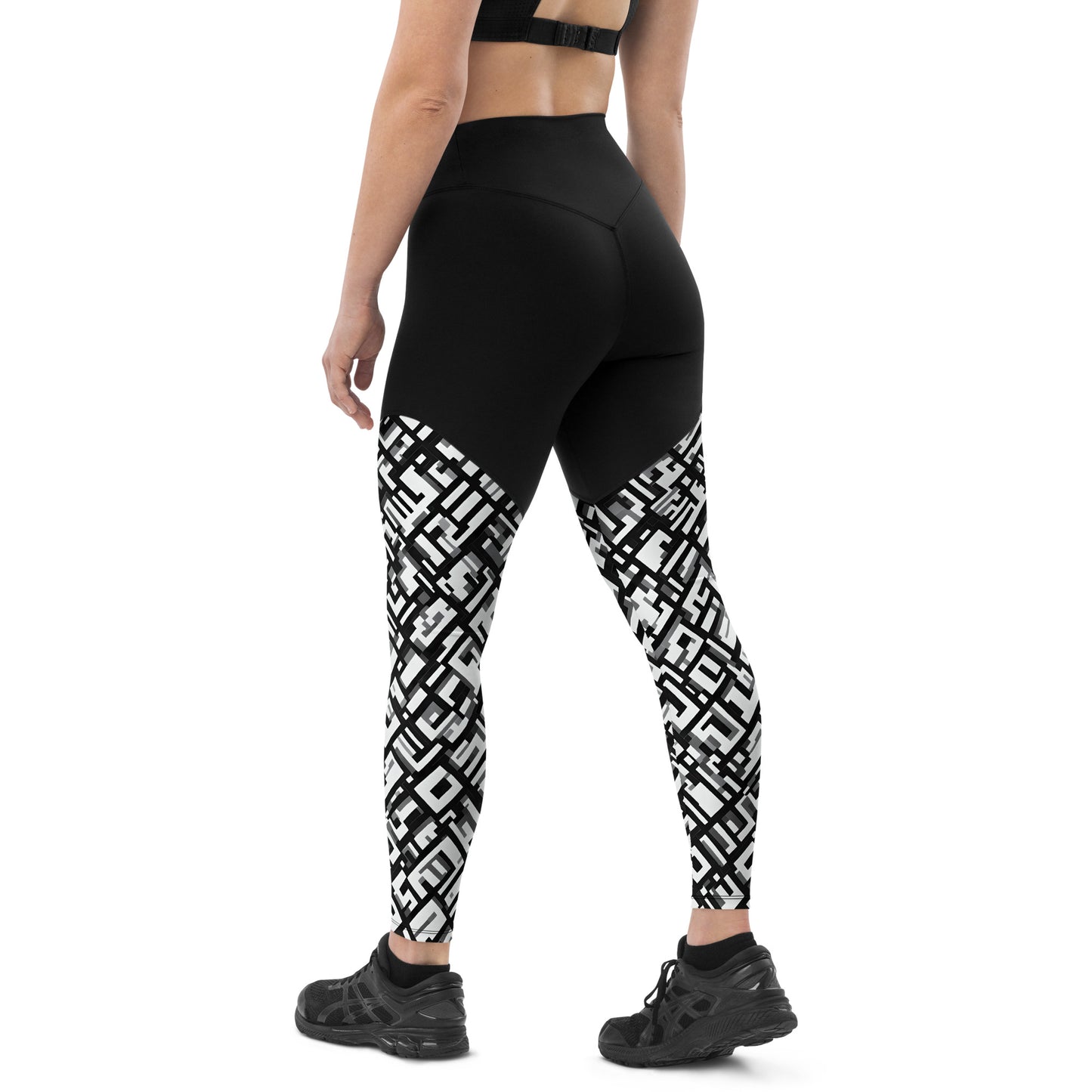 Geometric B&W Sports Leggings