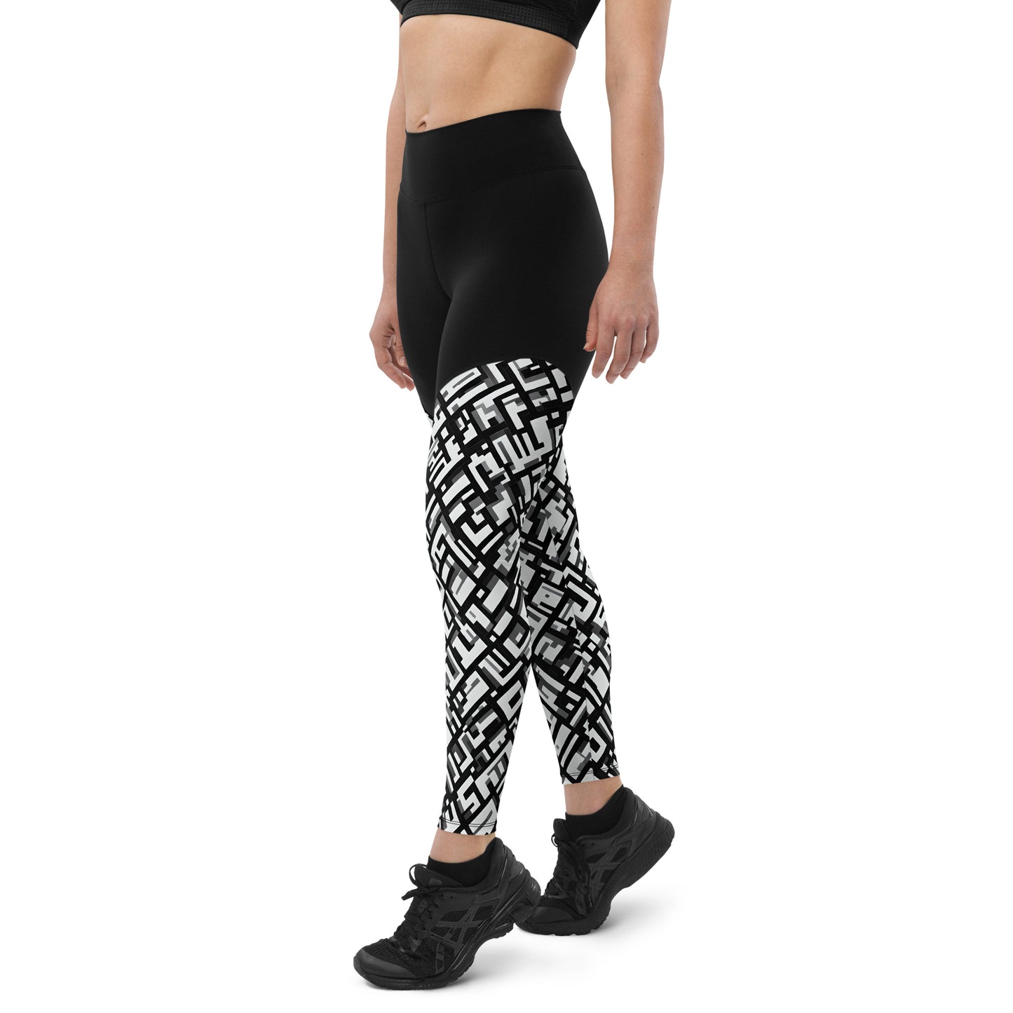 Geometric B&W Sports Leggings
