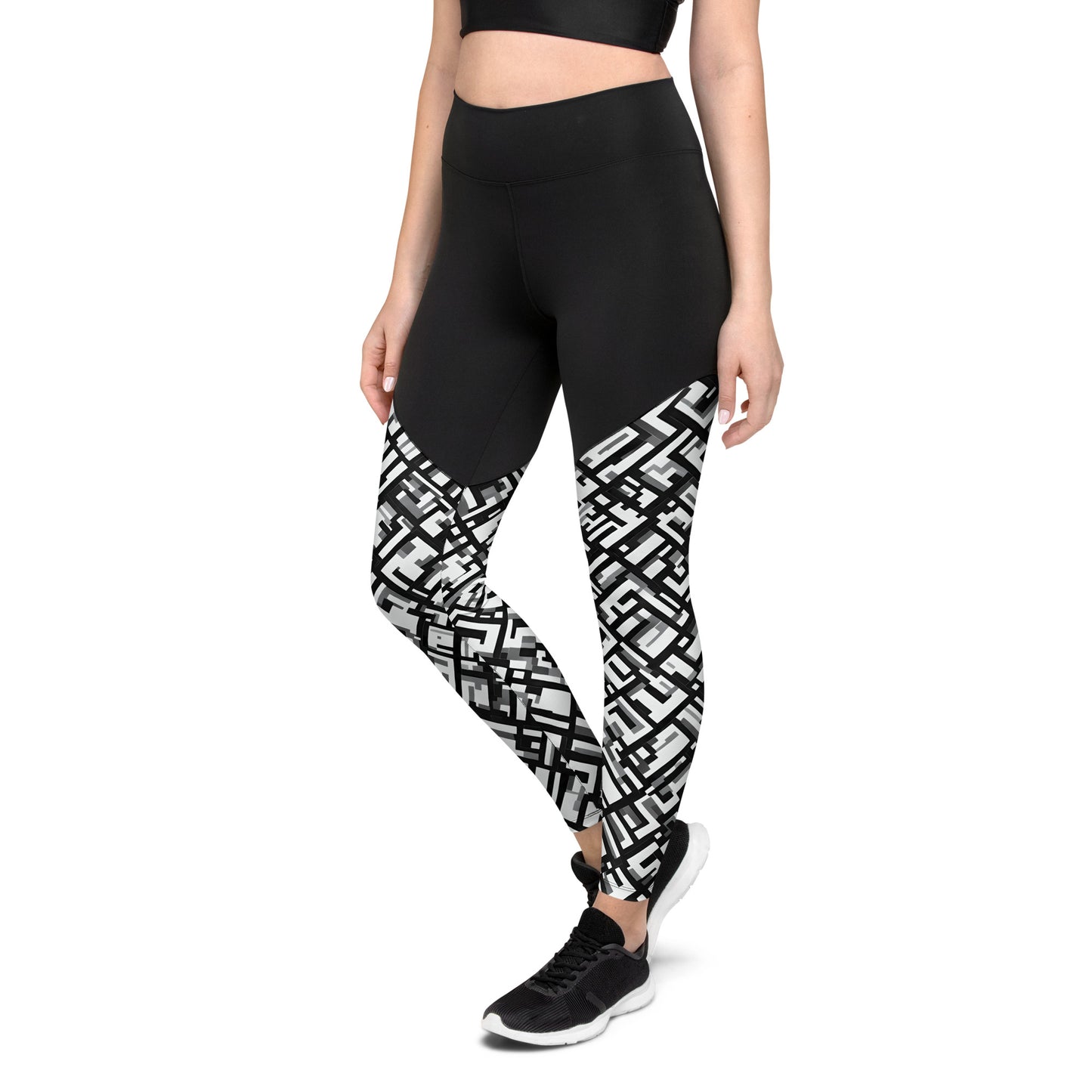 Geometric B&W Sports Leggings