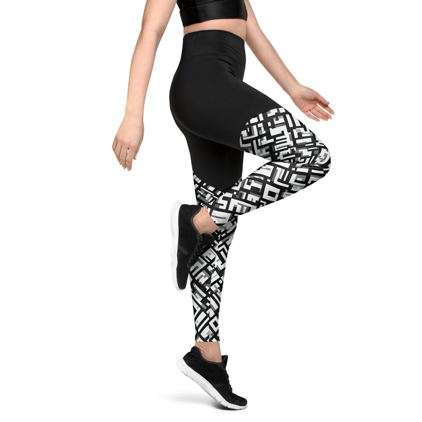 Geometric B&W Sports Leggings