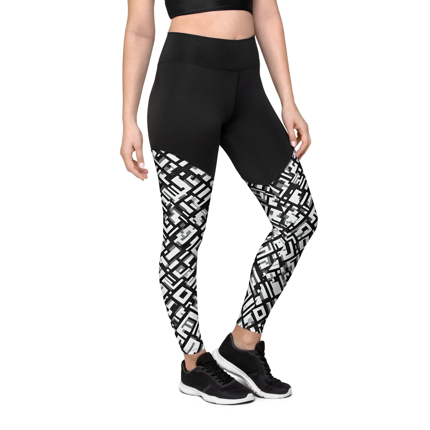 Geometric B&W Sports Leggings