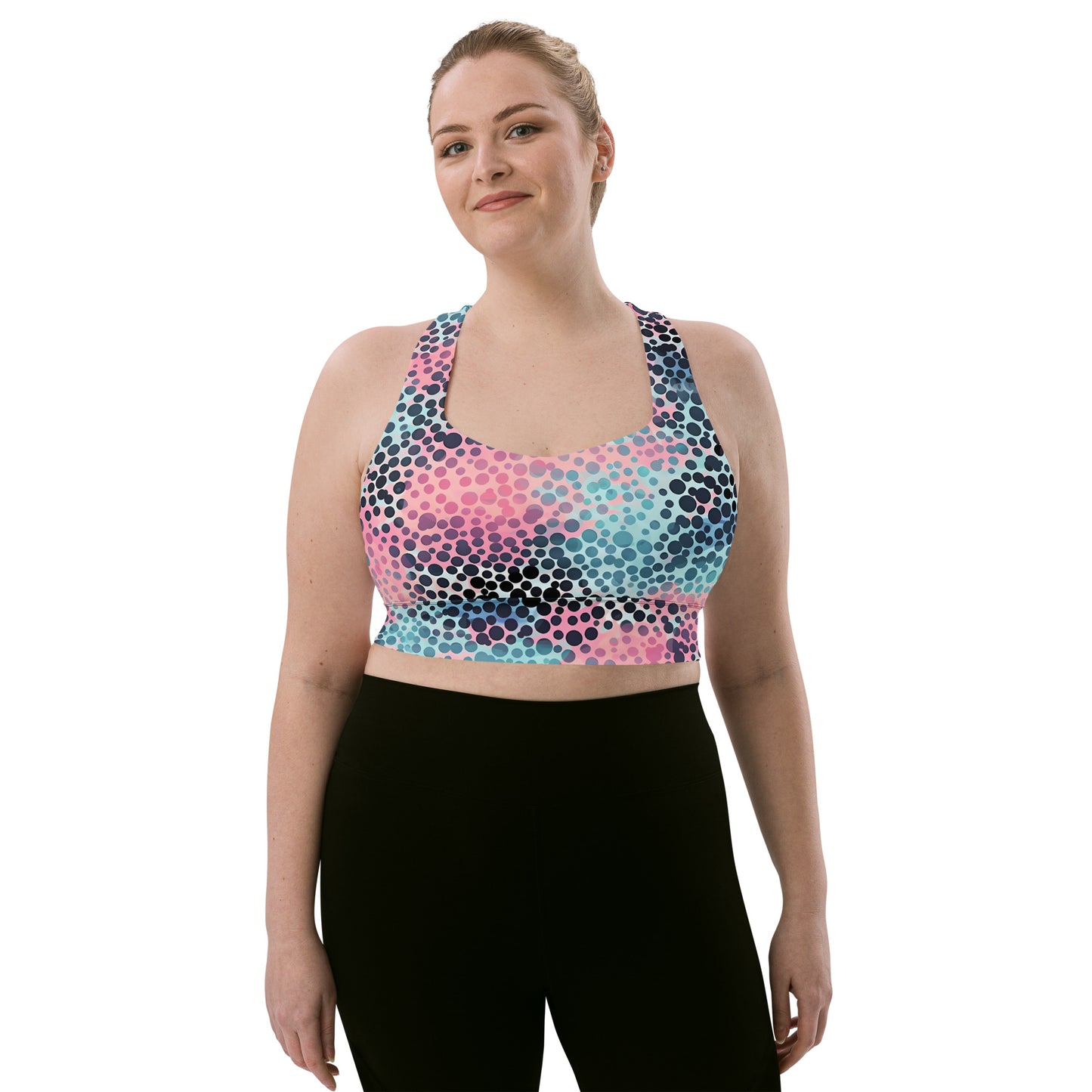 Cotton Candy Polka Dot Longline sports bra