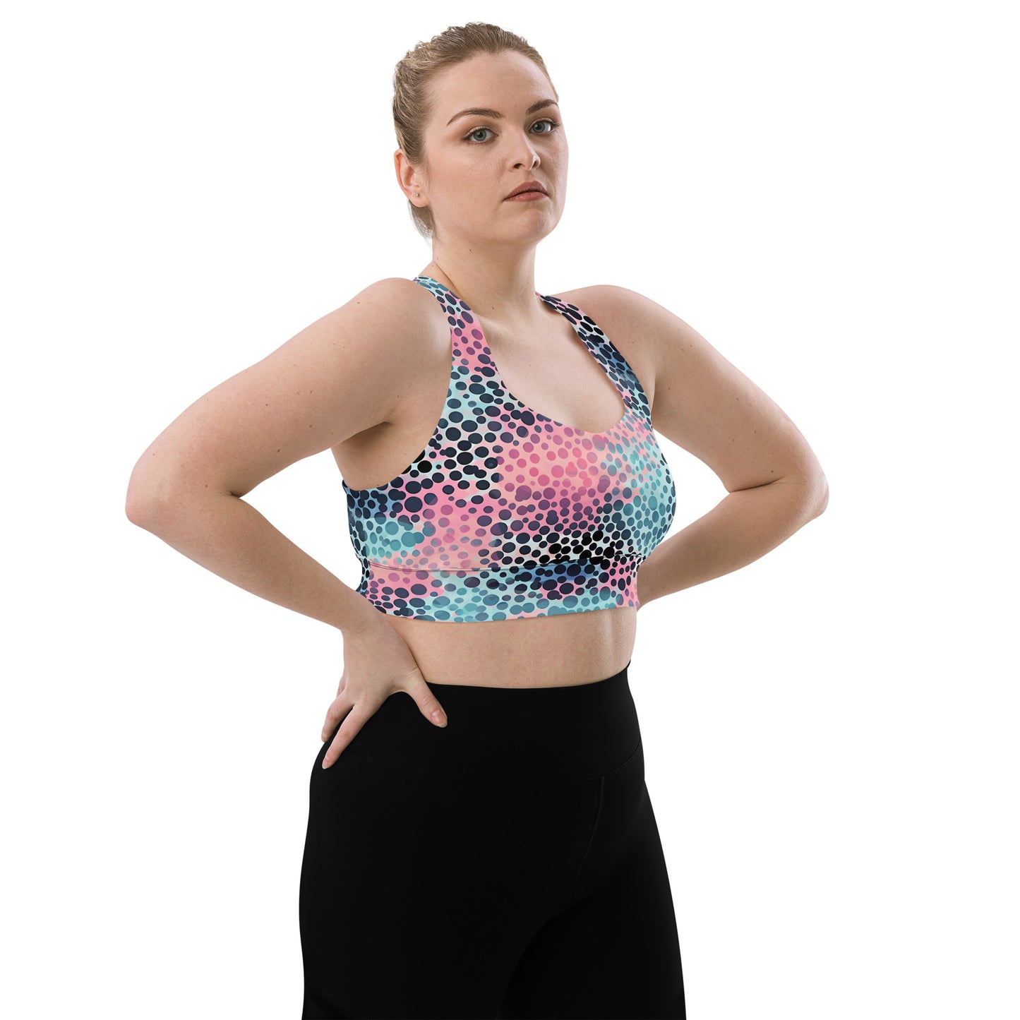 Cotton Candy Polka Dot Longline sports bra