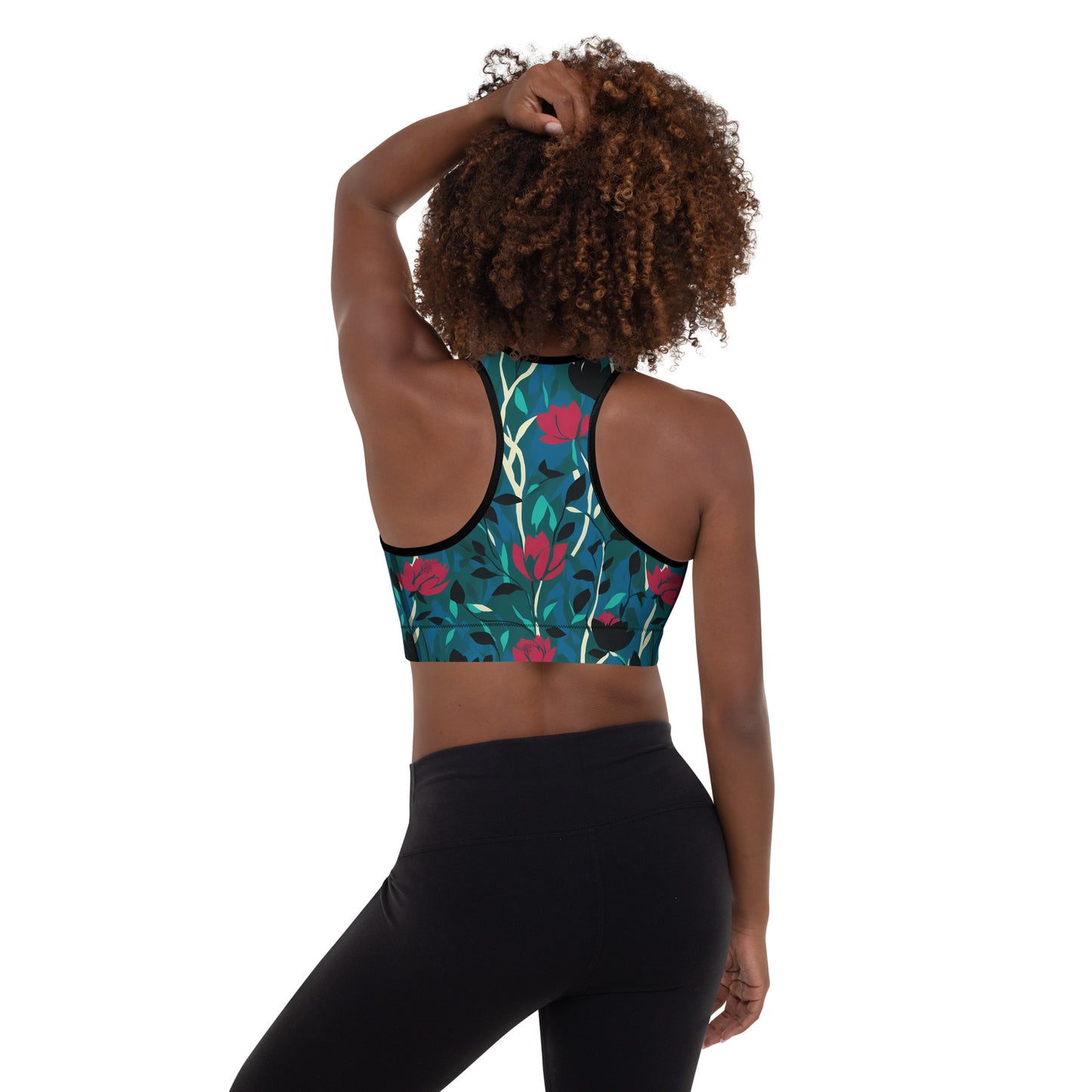 Abstract Roses Padded Sports Bra