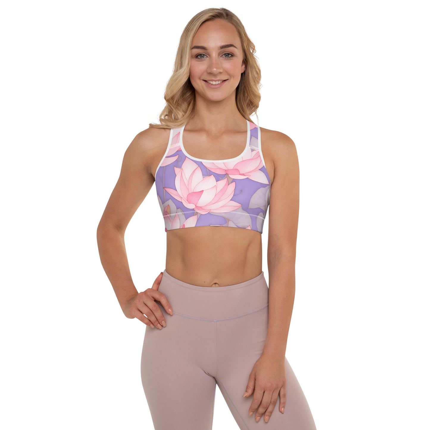 Pink Lotus Padded Sports Bra