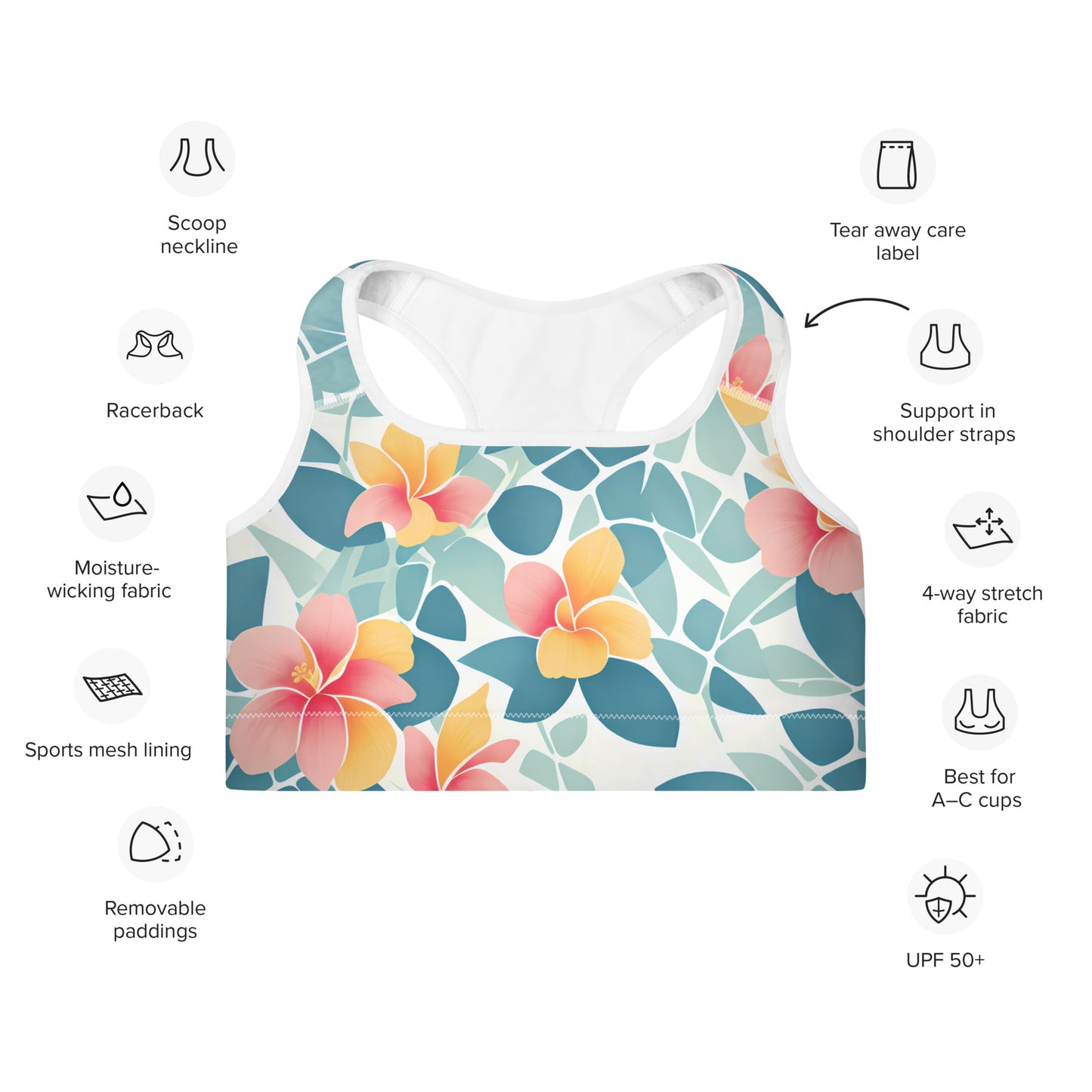 Tropical Clarity Padded Sports Bra