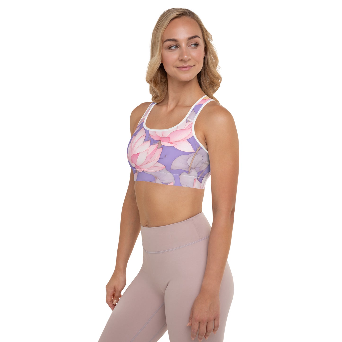 Pink Lotus Padded Sports Bra