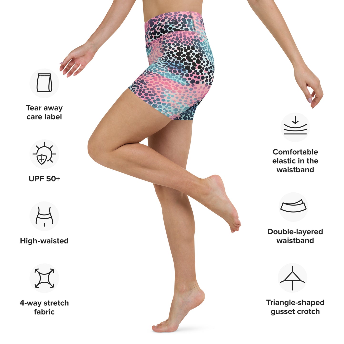 Cotton Candy Polka Dot Yoga Shorts