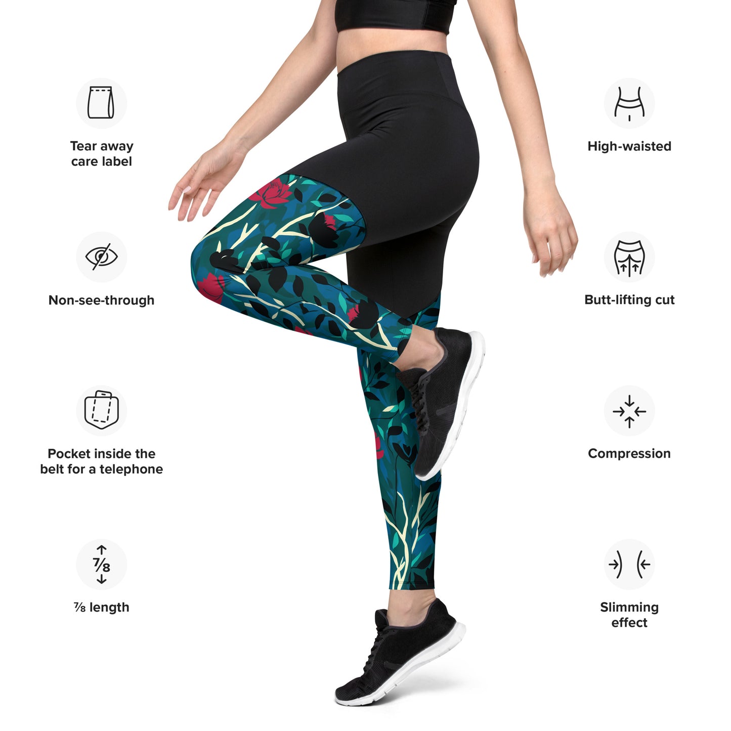 Abstract Roses Sports Leggings