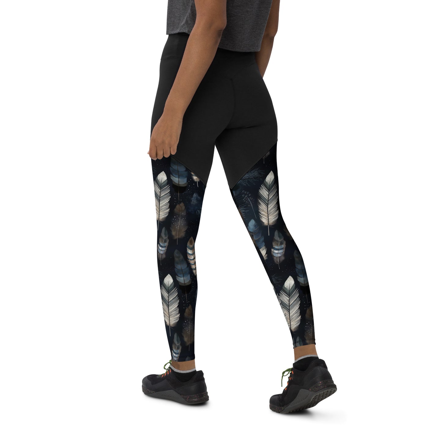 Night Feathers Sports Leggings