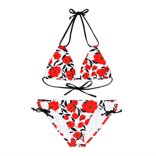 Poppy Flowers Premium Strappy Bikini Set